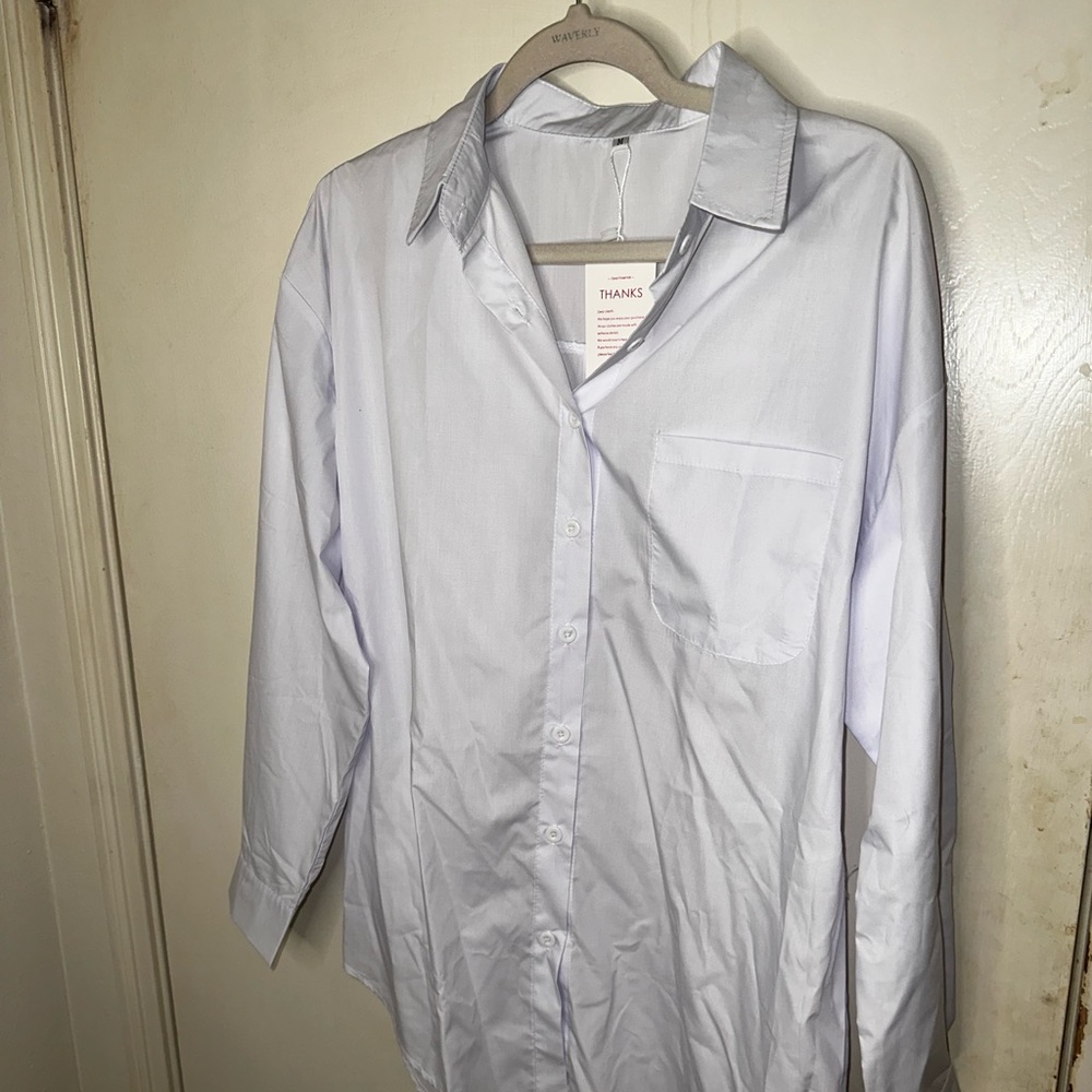 Womens Button Down Dressy Long Sleeve Blouse, Medium, White